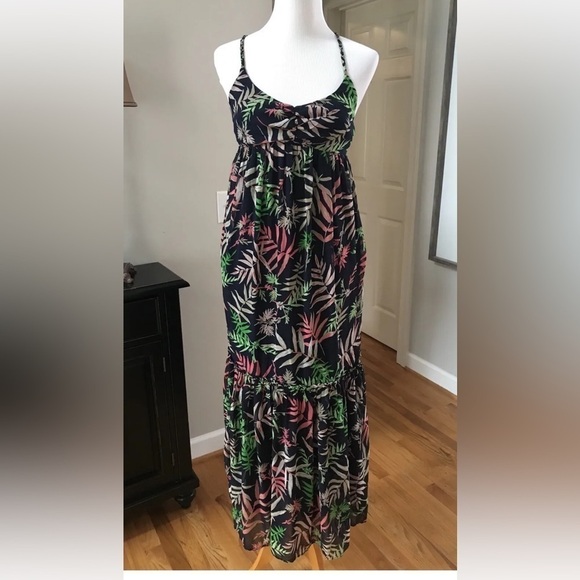 The Webster Miami Navy Pink Palm Tree Print Maxi Dress Size 6 - Picture 2 of 6
